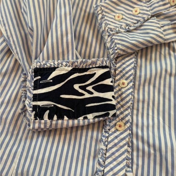 Lilly Pulitzer Womens Long Sleeve Button Up Shirt Size 8  Striped Ruffle Zebra - Picture 8 of 9
